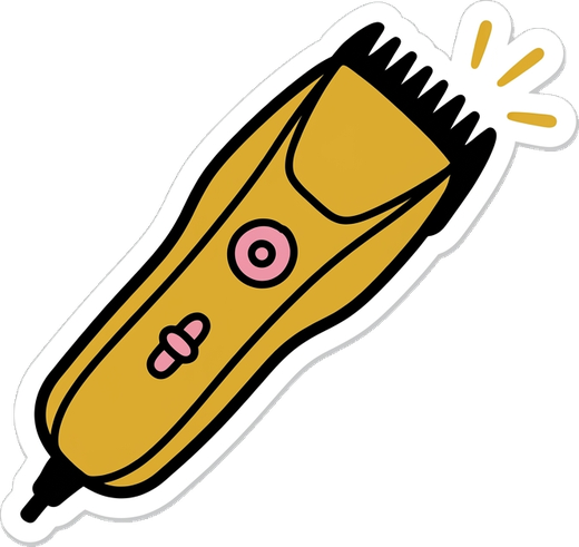 Sticker of gold hair clippers