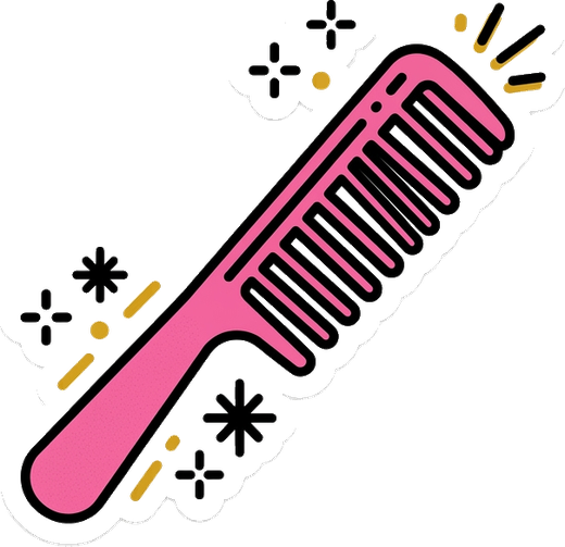 Sticker of a pink hair comb