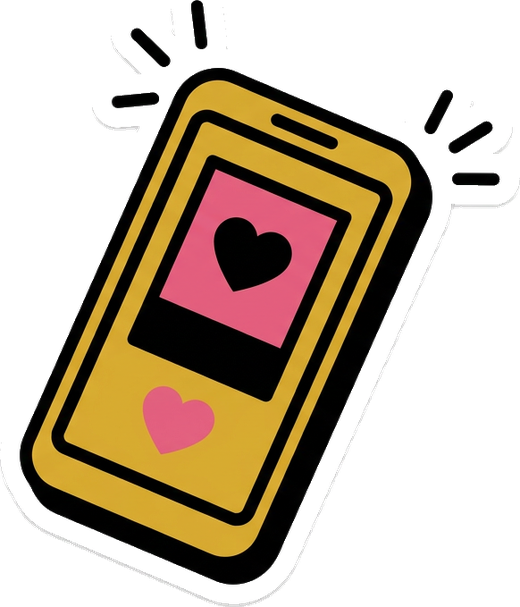Sticker of a smartphone showing a heart